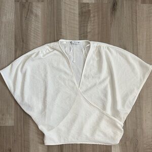 Zara White Wrap-Front Top